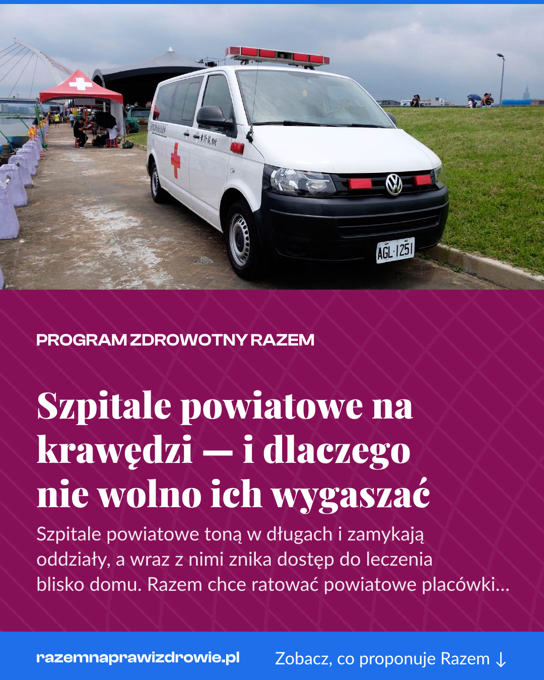 Grafika pionowa do udostępnienia: Szpitale powiatowe na krawędzi — i dlaczego nie wolno ich wygaszać