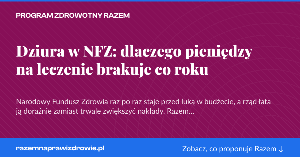 Karta social do udostępnienia: Dziura w NFZ: dlaczego pieniędzy na leczenie brakuje co roku