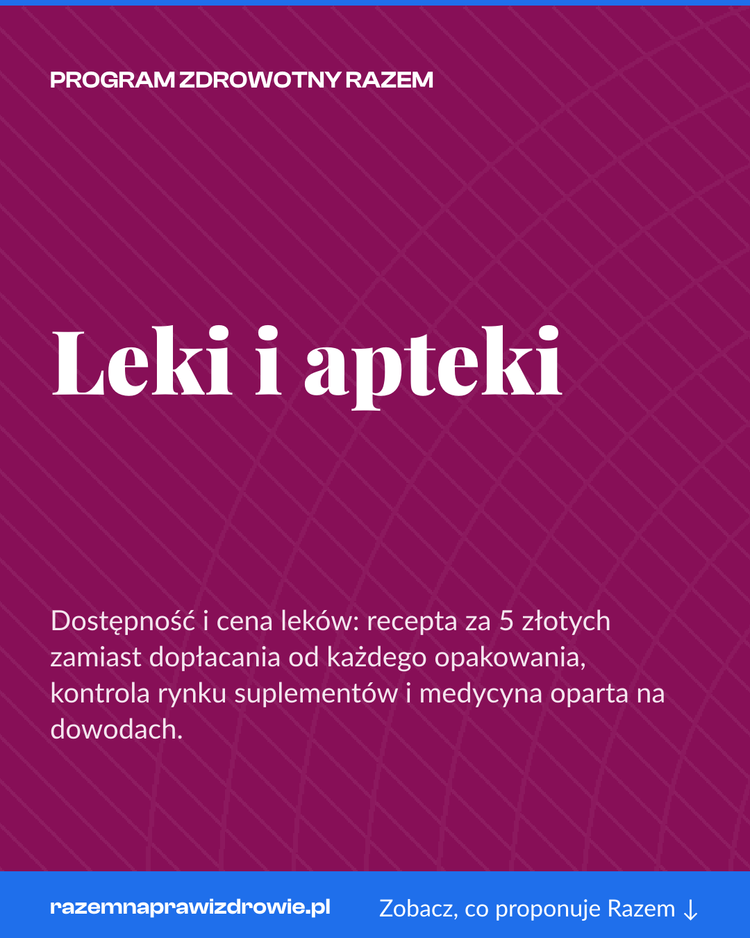 Grafika pionowa do udostępnienia: Leki i apteki