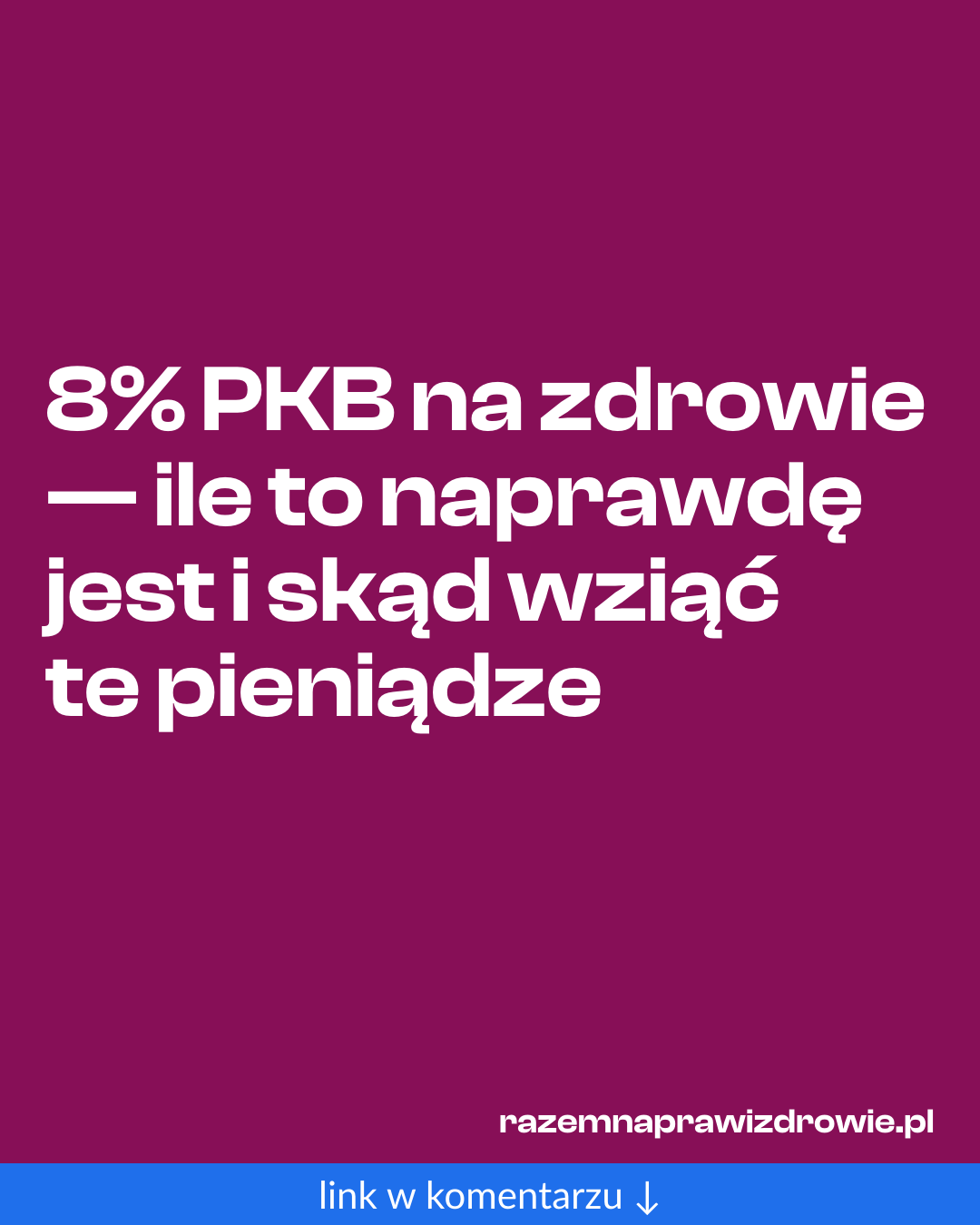 Grafika do udostępnienia: 8% PKB na zdrowie — ile to naprawdę jest i skąd wziąć te pieniądze