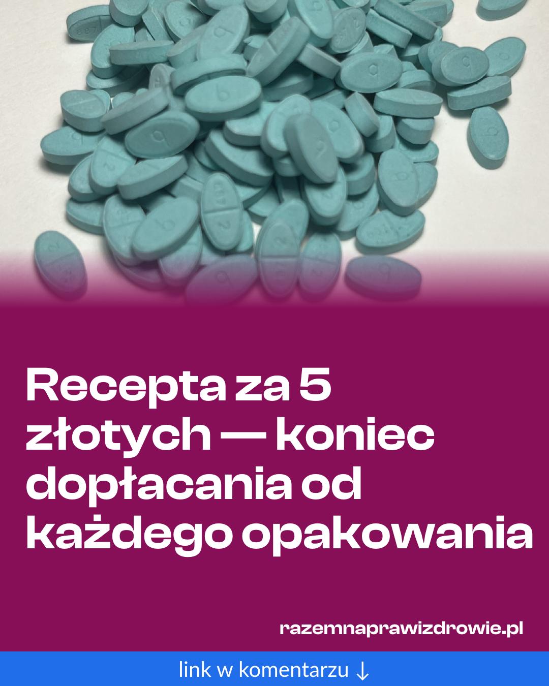 Grafika do udostępnienia: Recepta za 5 złotych — koniec dopłacania od każdego opakowania